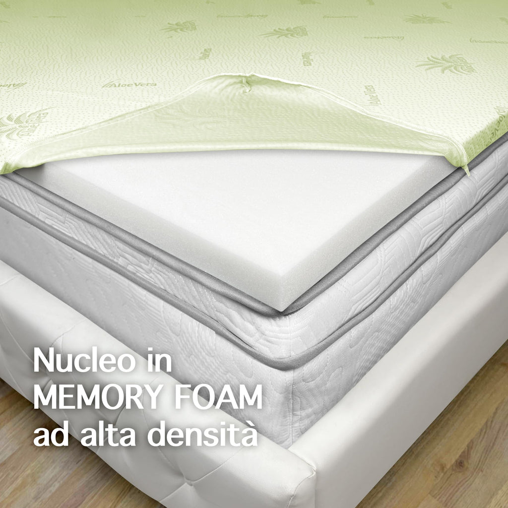 TOPPER "Magnetotherapy" IN MEMORY FOAM 5 CM SFODERABILE IN ALOE VERA